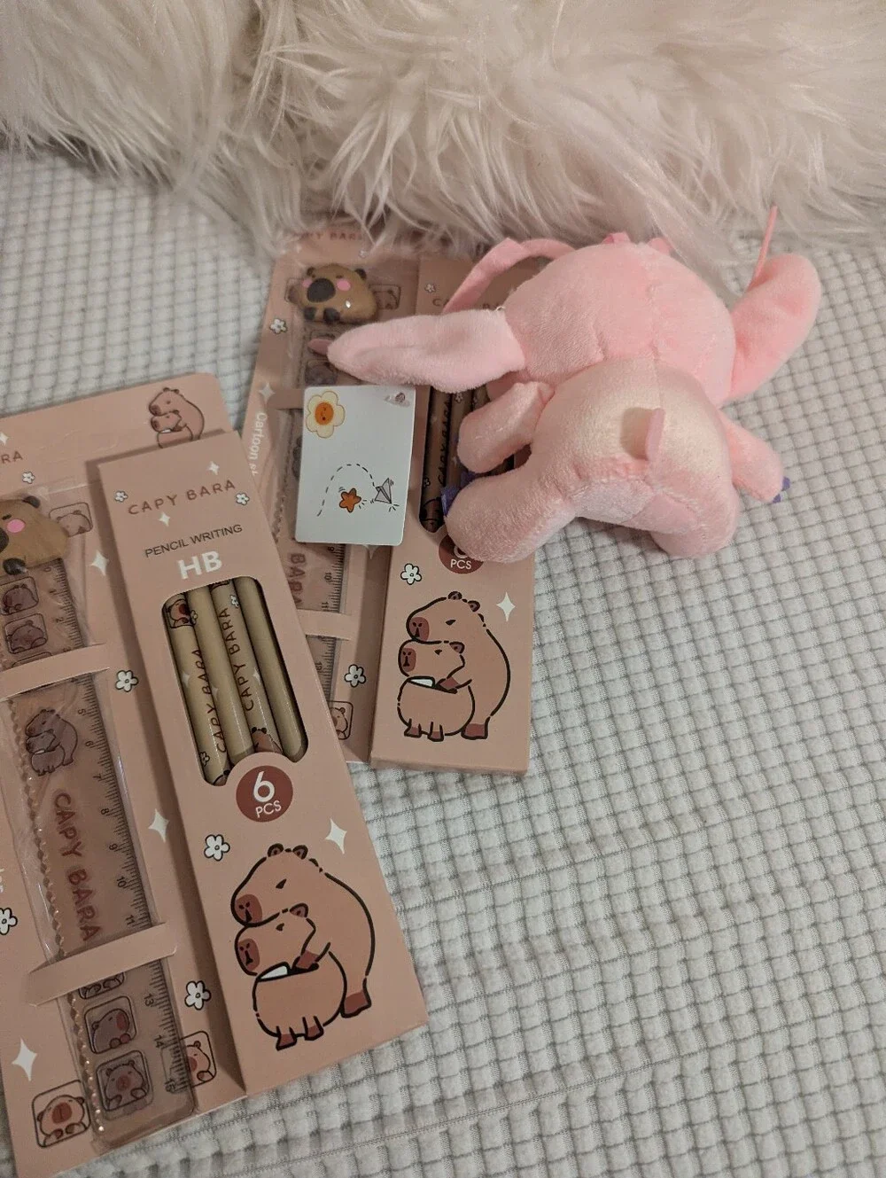 Angela Stich Plush Clip-On Keychain with Two Capiba Stationery Set